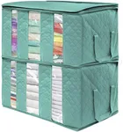 Sorbus Foldable Storage Bag Organizers, 3 Sections, Great for Clothes, Blankets, Closets, Bedrooms, and More, 2-Pack (Teal)