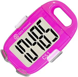 OZO Fitness CS1 Easy Pedometer for Walking - Step Counter with Large Display, Clip on and Lanyard (Pink)