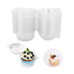 Trintion 100 Pack Cupcake Containers Individual 5.5 inch Inch Cupcake Boxes Single for Home Baking Clear Plastic Cupcake Holder with Lids for Party Wedding Birthday (Round 100PC)