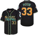 Movie Baseball #33 Moon Flint Tropics Baseball Jersey for Men Stitched S-XXXL, Black, Medium