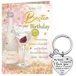 Otuuz Bestie Birthday Card Birthday Gifts for Friend Included 1 Pcs Friend Birthday Card and 1 Pcs Bestie Keyring Special Friend Gifts for Women Bestie Friends Bff