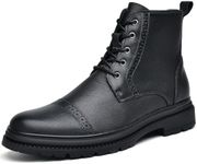 Men's High Top Chukka Boots - Casual Sheepskin Leather Oxford Combat Motorcycle Ankle Boot Fashion Shoes for Men Stylish and Comfortable, Black, 11.5