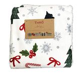 Cute Festive Holiday Scottie Dogs Christmas Trees & Candy Canes Soft Decorative Christmas Plush Throw Blanket with Micromink Sherpa Reverse