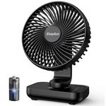 EasyAcc Battery Fan, 4000 Capacity USB Desk Fan [Super Silent & Strong Wind] Last 3-15H 4 Speeds with 90° Adjust Electricity Display Portable for Home Office Travel Bedroom-Black