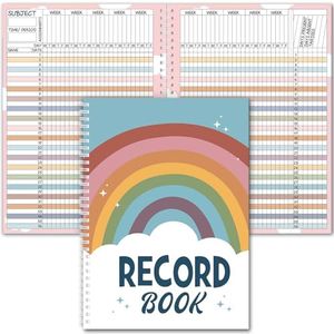 Fuyoooo Boho Record Book Teacher Record Book Spiral Bound Record Book Class Gradebook Office Supplies Favors Gift for Teacher Classroom Boho Decoration Double Sided Color Printing(Rainbow)