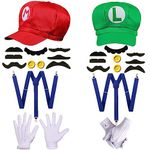 Santoy Super Bros Mary and Luigi Duo Costumes Adult,Bowser Costume Halloween Cosplay for Men and Women