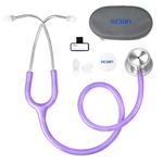 SCIAN Stethoscope Dual Head for Nurses, Doctors, Adults, Med Students, Classic Stainless Steel Stethoscope Home Use Medical Supplies with Carrying Bag, Pearlescent Purple Tube