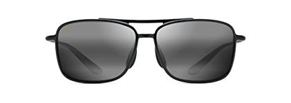 Maui Jim Unisex's Kaupo Gap W/Patented Polarizedplus2 Lenses Polarized Aviator Sunglasses, Black Gloss/Neutral Grey, Medium