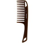 Wide Tooth Hair Comb Brown Argan Oil Infused With Comfortable Handgrip Handle Detangler for Thick & Curly Medium to Long Hair By Majestik+