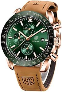 BY BENYAR oorologi uomo Cronografo Movimento al Quarzo Orologio Elegante Sportivo di Moda Business orologi uomo 30 M Impermeabile e Antigraffio Regalo da Uomo(oro verde)