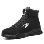 ORISTACO Steel Toe Boots for Mens Womens, Winter Warm Comfortable Waterproof Industrial Construction Slip Resistant Tennis Work Safety Shoes, Black 40