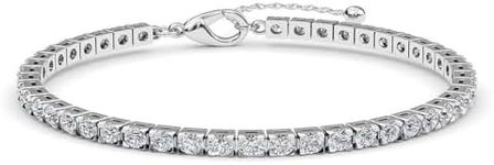 Shop LC Stainless Steel Tennis Bracelet - Adjustable Cubic Zirconia Bracelet for Women - Dainty CZ Crystal Bridal Bracelets - 7" Length with a 2" Extender Costume Jewelry for Women Birthday Gifts for