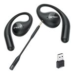 EMEET Airflow Open Ear Headphones, Bluetooth 5.3 Wireless Headsets with Detachable Microphone, 40 Hours Playtime, IPX5, Wireless Earbuds, Multipoint Pairing, App Control, Ultra Comfort(Black)