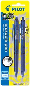 Pilot Frixion Clicker Erasable Retractable Gel Pen, Medium Tip (1.0mm) - Pack of 2 Gel Pens - Blue