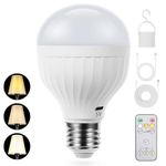LAMPLIFE Rechargeable Light Bulbs with Remote, Emergency Battery Powered Light Bulb for Lamp Without Electricity,Battery Operated Lights as Power Outage,E26 Base,3 Light Modes+Timer,2600mAh(1 Pack)
