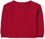 The Children's Place Baby Boys Long Sleeve Thermal Henley Shirt, Classic Red, 12-18 Months