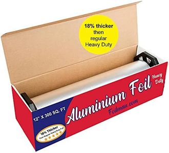 Ultra-Thick Heavy Duty Household Aluminum Foil Roll (12” x 300 Square Foot Roll) with Sturdy Corrugated Cutter Box - Heavy Duty Food Safe Foil Wrap - Best Kitchen Wraps & Baking need