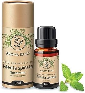 Olio Essenziale menta spica/menta verde AROMA BANO 8ml Puro E Naturale Ideale Per Diffusore Oli Essenziale – Aromaterapia E Aroma Naturale Bevande. (Olio di Menta Spicca 8ml)