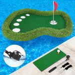 Sagsewful Floating Golf Green for Pool, Floating Chipping Green Mat with Ball Retriever for Pool/Lake, No Drifting Floating Golf Putting Turf Game Set for Golfers (Classic)