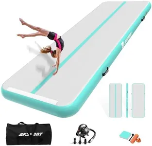 AKSPORT Inflatable Gymnatsics Mat Tumble Track 10ft 13ft 16ft 20ft 23ft Air Tumbling Mat with Air Pump for Home Use/Training/Cheerleading/Yoga