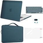 MOSISO Compatible with MacBook Pro 16 inch Case 2023 2022 2021 Release M2 A2780 A2485 M1 Pro/Max Chip Touch ID, Plastic Hard Case&Sleeve Bag&Keyboard Skin&Webcam Cover&Screen Protector, Deep Teal