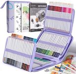 194 PCS Colored Pencils Set,120 Soft Oil-Based Colored Pencils for Adult Coloring Books and Professional Drawing,Blending,Shading. Non-Toxic Art Supplies with Portable Zipper Case & 3-Color Sketchbook
