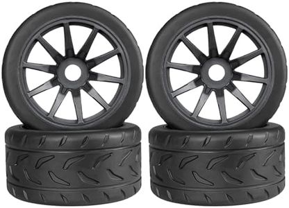 On Road Tire Tyre 17mm Wheel Rims for Arrma 1/7 Infraction Limitless Felony FS Racing Model GT RC Car Upgrade On Road Tyre 4Pcs One Set(4 Big Black)