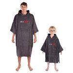 Dryrobe Towelling Robe - Hooded Poncho Towel Changing Robe - Organic Cotton (400 gsm) Short Sleeve (Large - Slate Grey)