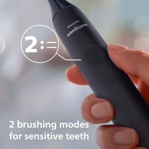 Philips Sonicare 4100 Electric Toothbrush – Black, W2 Brush Head, Travel Case