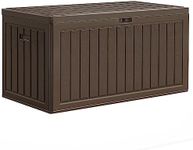 YITAHOME 90 Gallon Large Deck Box, Double-Wall Resin Outdoor Storage Boxes, Deck Storage for Patio Furniture, Cushions, Pool Float, Garden Tools, Lockable & Waterproof (Brown)