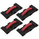 ANSEVO 4 Pack Roll Bar Grab Handles - UTV Roll Cage Grab Handles,Suitable for Wrangler Jk Jl Tj Roof Accessories Woven Wider Models Handles for Roll Bars(RED)