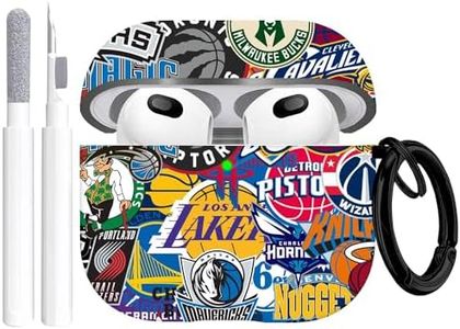 Gedicht for Airpods 3rd Generation Case Sports Basketball Football, Protective TPU Soft Cases Cover Rugged for Apple Airpods 3 Case with Keychain for Women Men，Basketball