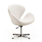 My Art Design - Modern Swivel Lounge Chair with Hydraulic Lift for Home Office Hotel Cafe (White, Faux Leather)