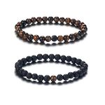 Softones 6MM Lava Rock Aromatherapy Anxiety Essential Oil Diffuser Beads Bracelet for Women Men,Friendship Couples Gifts Natural Stone Bracelets, Natural Stone,Stone, Lava Stone