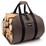 Amagabeli Firewood Carrier Bag Canvas Waxed Large Firewood Log Tote Carrying Indoor Bag Firewood Storage Tote Fire Place Log Holders Outdoor Fire Wood Carrier with Handles Heavy Duty Wood Dark Brown