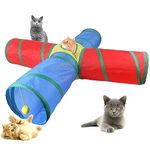 PawLites Cat 4 Way Tunnel Cat Toy Indoor/Outdoor Kitty/Puppy Puzzle/Exercise/Hiding Training Toy Pet Tube Collapsible Play Toy - 80 X 30 X 25 CM