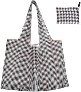 FenFang Bolsa de la Compra Plegable Grande, Bolsa de la Compra Reutilizable, Shopping Bag Tela, Bolsas de Compra Supermercado, Portátil, Estable, Lavable, Resistente, Ecológica, 56 X 67 cm (Negro)