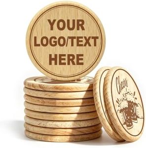 Personalized Wooden Nickels, Double Sided Laser Engraved Poker Drink Chips