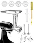 QWORK® Food Meat Mincer Sausage Maker Attachment Compatible with KitchenAid Stand Mixer, Include 4 Grinding Discs and 3 Sausage Stuffer Tubes