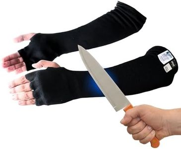 Kevlar Cut, Scratch, Heat & Knife Resistant Protective Arm Sleeves with Finger Opening & Thumb Holes- Dog/Pet Bite Guard, Cooking, Gardening, Welding Arm Safety Washable- 18 Inches Long, Black, 1 Pair