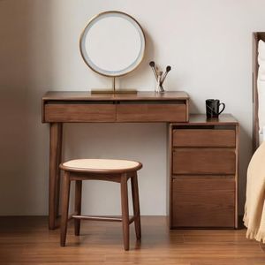 YESWOOD Extendable Vanity Desk with Dresser, Oak Wood Makeup Table for Girls, Vanity Set for Bedroom, Barthroom, Study Desk for Study Room, 15.7" D x 45" W x 30" H, No Chair and No Mirror