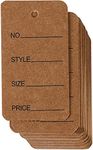 Juvale 1000-Pack Kraft Paper Clothing Tags for Boutique, 2.7x1.5 Blank Clothes Size Price Labels, Bulk Brown Merchandise Display Hang Tags for Wholesale Retail Store Small Business Supplies