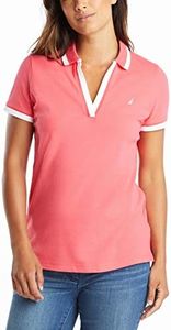 Nautica Women's Stretch Cotton Polo Shirt, Rouge Pink, Small