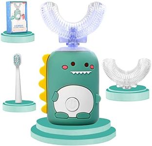 KAQINWX Kids Electric Toothbrushes, U Shaped Ultrasonic Toothbrush, Rechargeable Kids Toothbrush w/ Smart Timer, 3 Brush Heads Replacement, 3 Clean Modes, IPX7 Water Resistant for Child 2-12