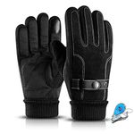 KXF Thermal Gloves, Mens Leather Winter Gloves Thick Warm Fleece Lined Windproof Cold Proof Touchscreen Gloves for Cycling Driving Running Camping Hiking