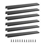 HighFree 6PCS Black Cabinet Finger Edge Pull, 300mm Concealed Finger Pull Handle Curved Door Handles for Home Kitchen Cabinet, 224mm/8.8inch Hole Spacing