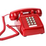 Sangyn Vintage Corded Phones for Landline Old Telephone with Mechanical Ringer Receiver Volume Adjustable Retro Analog Desk Phone for Home House School, Red