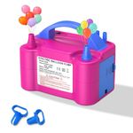 PlusFive Electric Balloon Pump, 600W Professional Balloon Inflater with 2 Accessories, Portable Balloon Pump with Dual Mode & Nozzle,Electric Air Pump for Wedding, Birthday Party Decorations