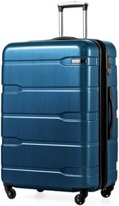 Coolife Luggage Expandable(only 28") Suitcase PC+ABS Spinner Built-In TSA lock 20in 24in 28in Carry on (Caribbean Blue., L(28in).)