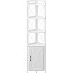 Rolanstar Corner Shelf with Storage, 6-Tier Corner Cabinet, Corner Bookshelf for Small Space, White Corner Shelf Stand, Plant Stand for Living Room, Home Office, Kitchen, Bedroom